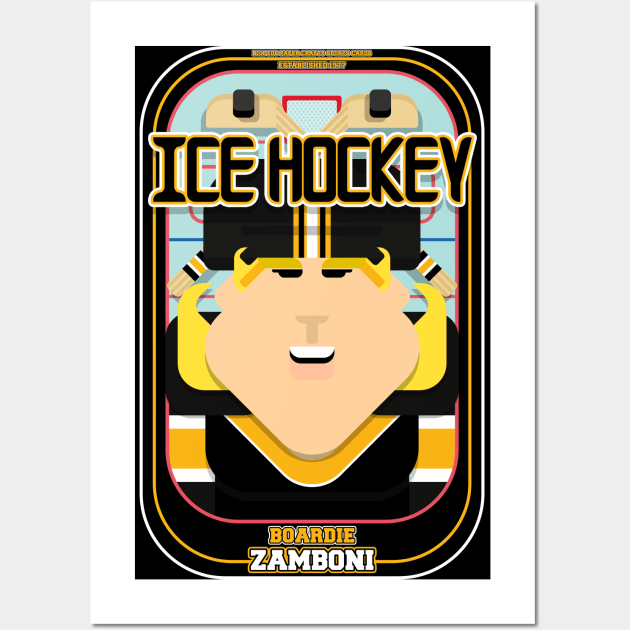 Ice Hockey Black and Yellow - Boardie Zamboni - Hazel version Wall Art by Boxedspapercrafts